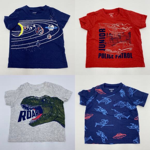 Lot of 4 Carters Boy's Short Sleeve Graphics Tee Size 6M - Picture 1 of 2